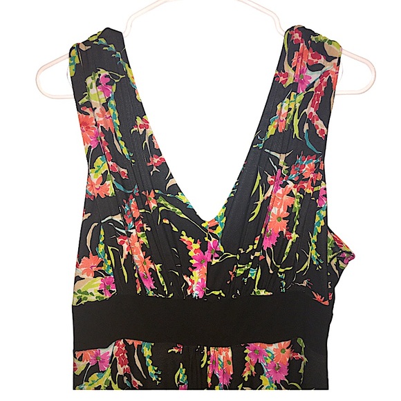 COPY - Jones New York Black & Floral Flow Dress Size 16 - Picture 2 of 5